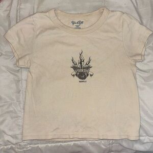 Brandy Melville John Galt Nashville Cream Short Sleeve Baby Tee with Graphic